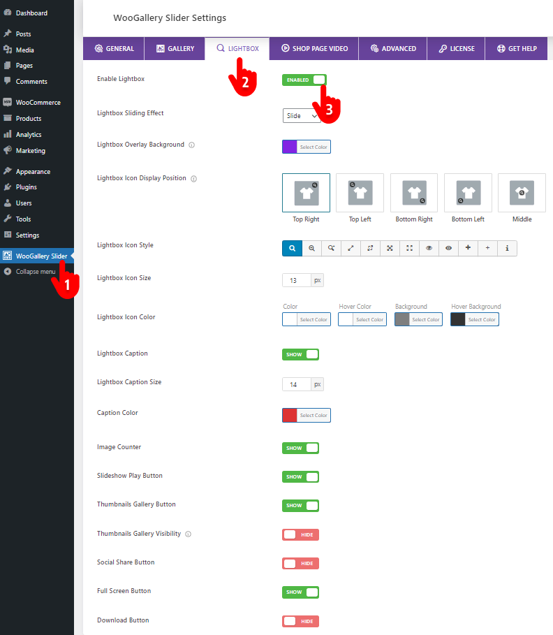 Steps to confgure an advanced WooCommerce lightbox