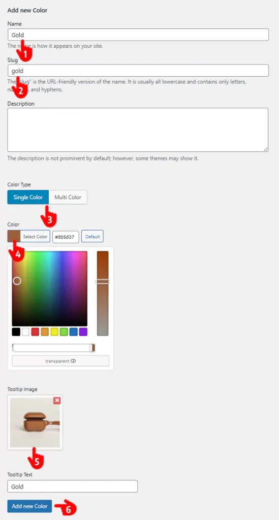 Steps to add product colors in woocmmerce 