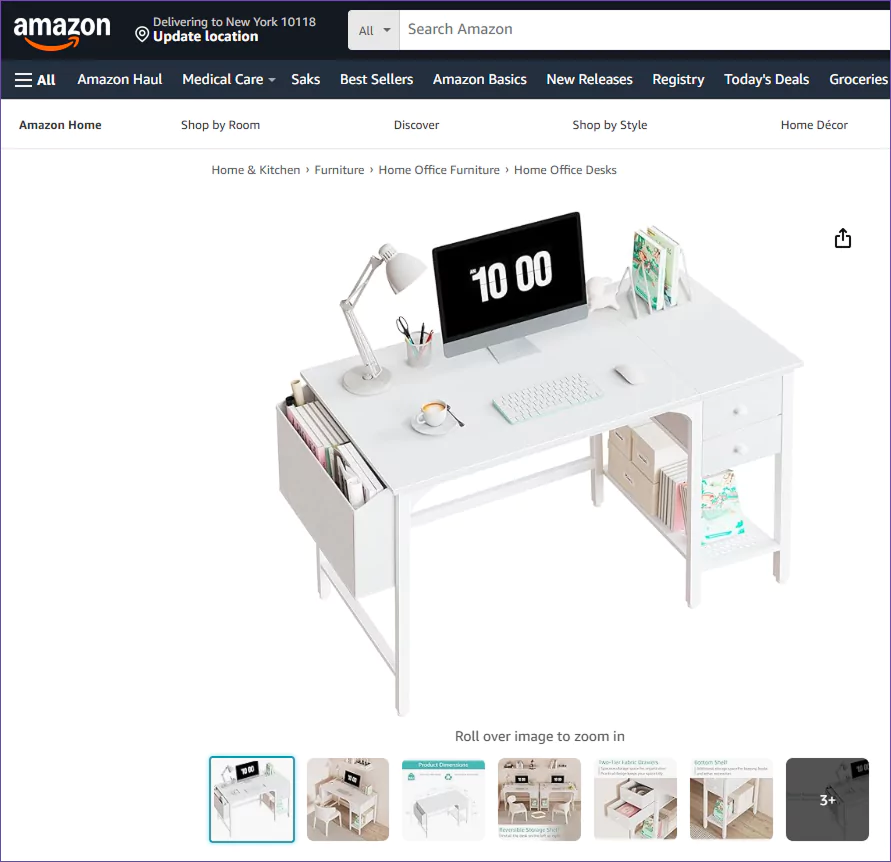 Product Gallery Layout example in Amazon