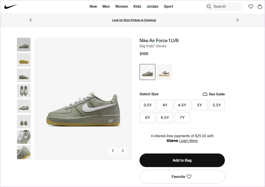 Nike Product Gallery Vertical Sliders