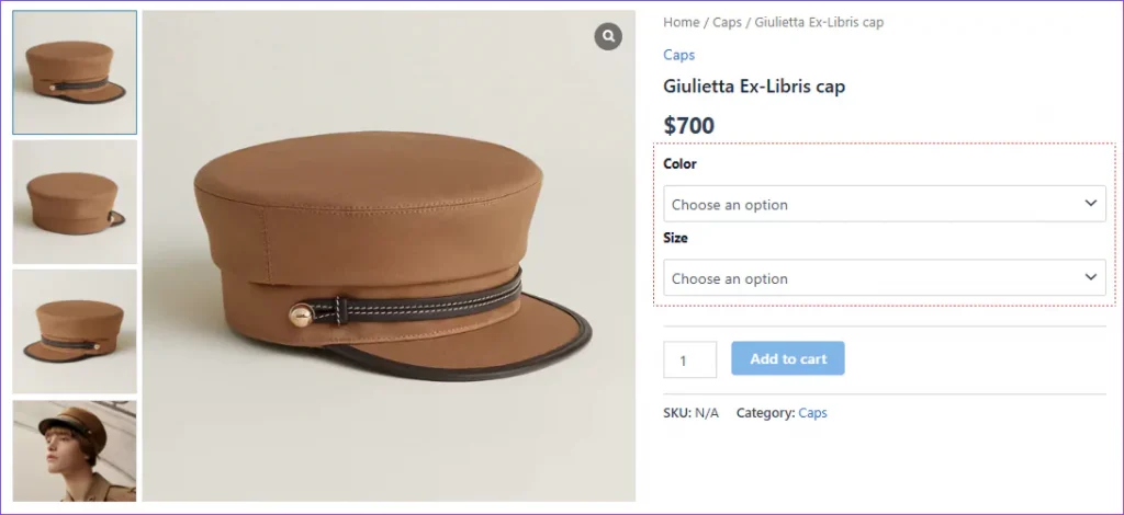 Basic product variations swatches in WooCommerce 