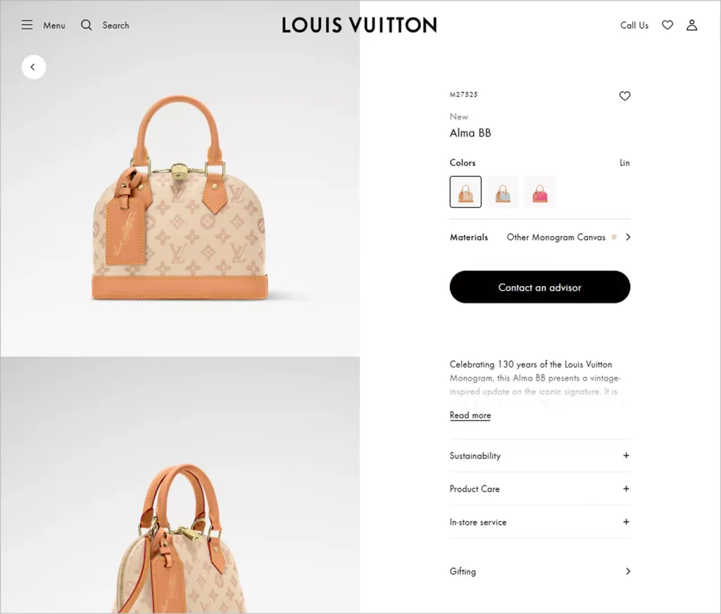 Louis Vuitton Product Page