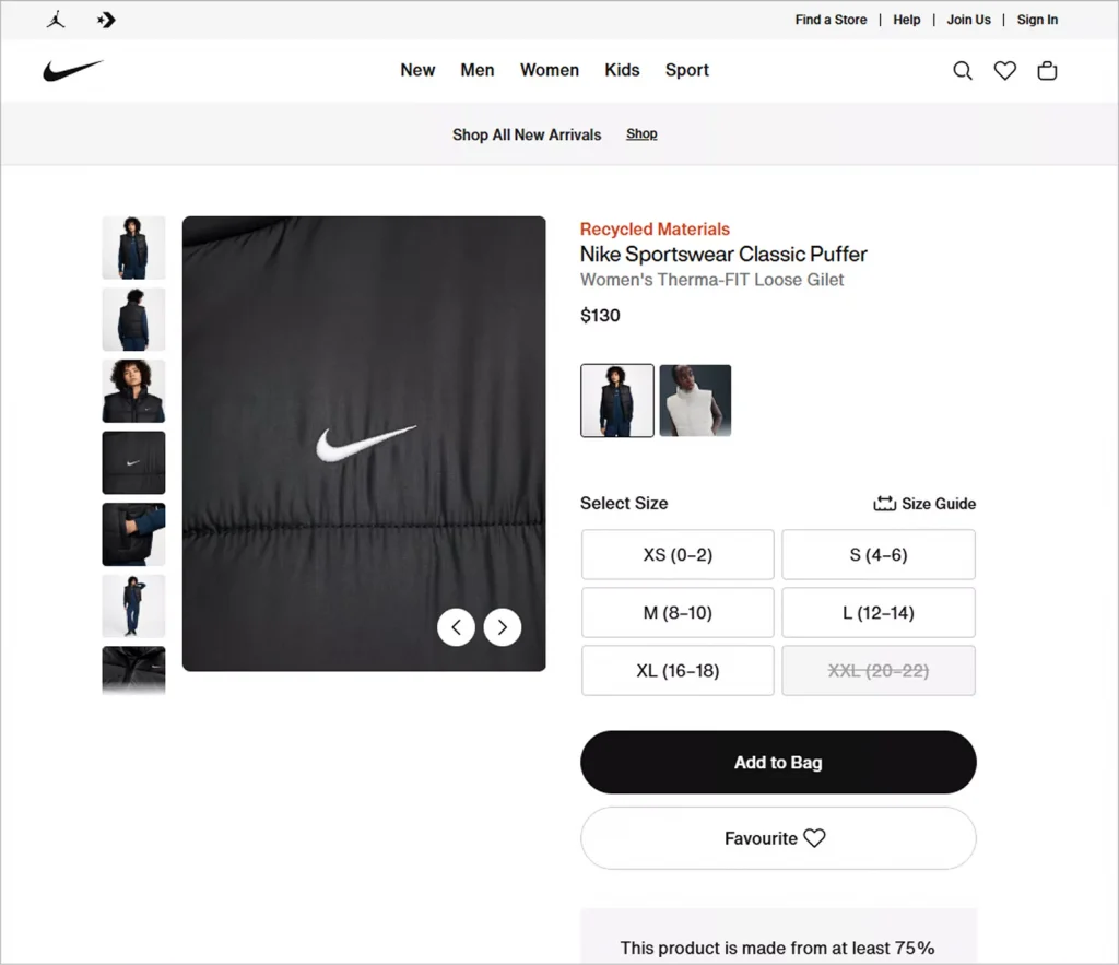 Nike Product Page